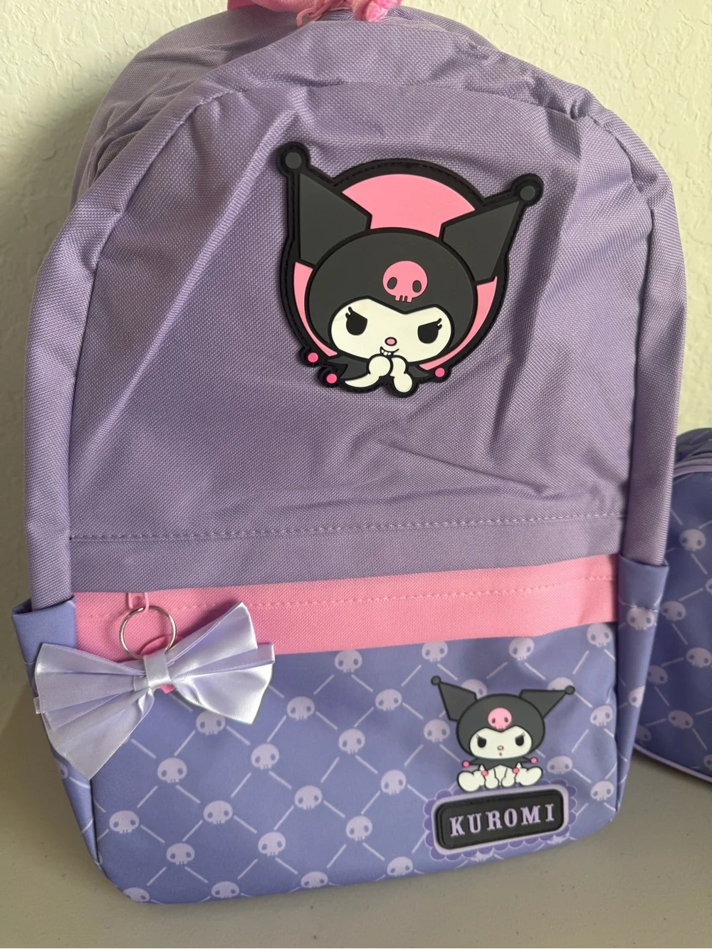 Kuromi Backpack and Matching Lunch Bag in Lavender Pink